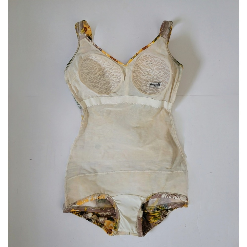 Vintage 1950s Floral One-Piece Swimsuit Rockabilly Pinup Hourglass Playsuit RARE - Picture 6 of 10